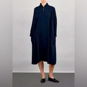 Eskandar 0 silk shoulder swing dress with Chinese collar